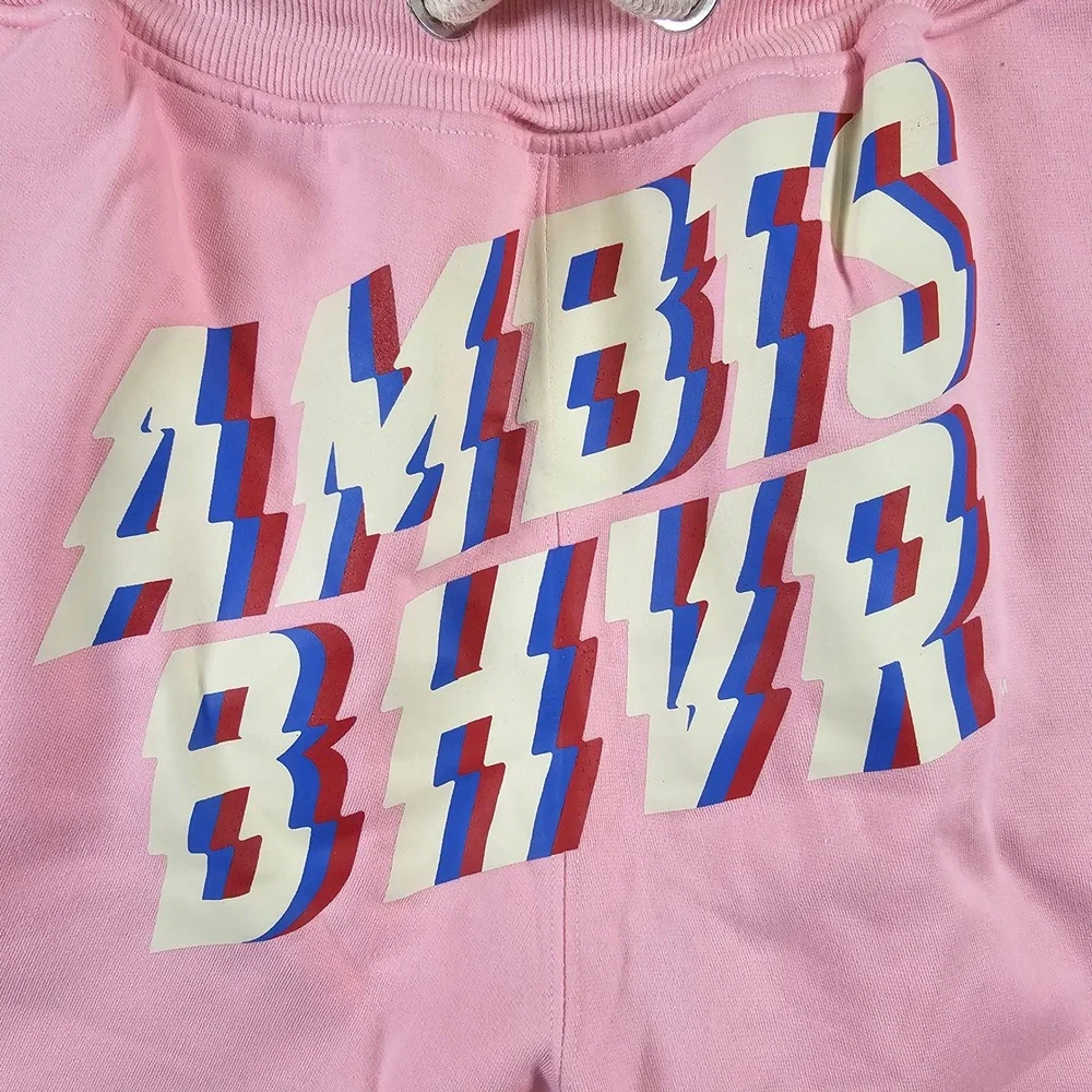 Rtgb Ambitious Behavior Pink‎ Graphic Fleece Shorts Mens Size Large AMBTS BHVR